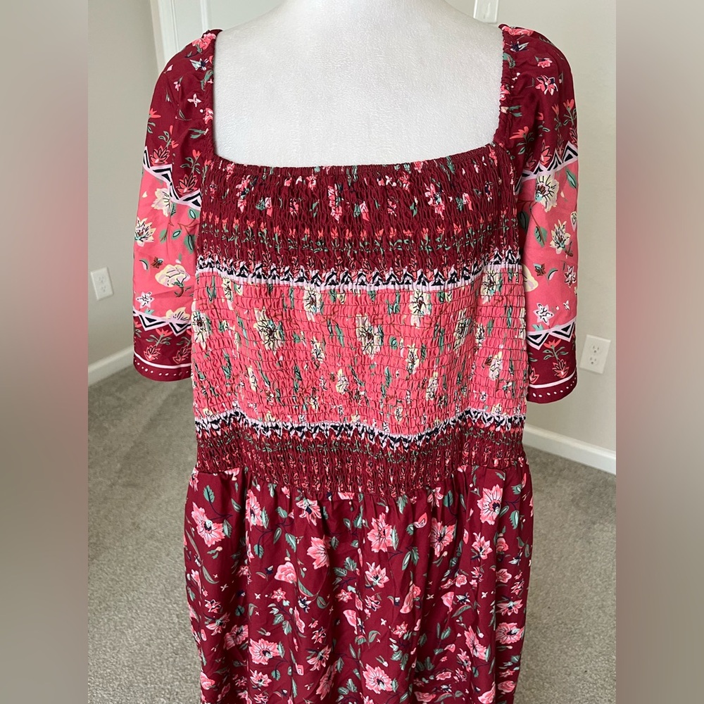 NWT Bloomchic Smocked Floral Midi Dress Size 22-24 Plus in Pink and Red - Picture 4 of 13